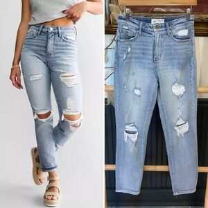 BKE Buckle Mom Jeans High Rise Distressed Ankle Denim - Sz 26 💚🎀